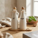 Ceramic Oil Dispenser with Wooden Base - 2 Pcs